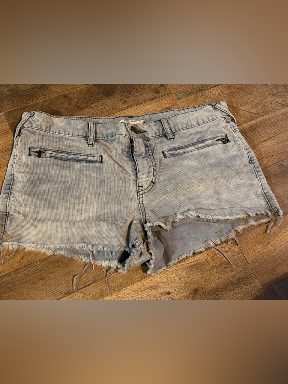 Free People Acid Wash Corduroy Cutoff Shorts - Light Blue size 29